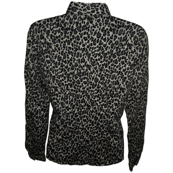 Green Label LAUREN Ralph Lauren Animal Printed Long Sleeve Button Up Top - Picture 2 of 2